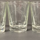 Vintage Etched Wheat Shot Glasses Clear Glass Set 4 Mid Century Barware 2 25in