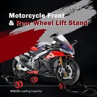  Motorcycle Paddock Stand Front Rear Combo 850lb Universal Wheel Lift 4 Adapters