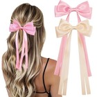 Large Double Bow Ribbon Hair Clips For Women And Girls  2 Peony Pink   Cream