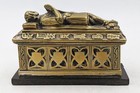 Gothic Revival Medieval Knights Tomb Brass Casket   Box 19th Century