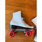Vintage Roller Derby Quad Skates White Leather Red Urethane Wheels Sz 7
