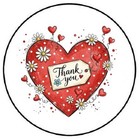 Thank You Heart With Flowers Envelope Seals Labels Stickers Party Favors