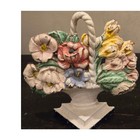Antique Hubley Cast Iron Floral Basket Doorstop