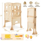Folding Kitchen Kid Step Ladder Stool Wooden Toddler Safety Tower Helper Natural