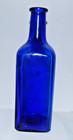Antique Cobalt Blue Glass Medicine Bottle 8 5  Rectangular Apothecary Pharmacy