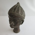 Antique   Vtg African Art Bronze Head Sculpture Benin 