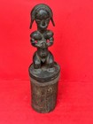Vintage Fang Byeri Reliquary Guardian Figure On Bark Box - Gabon 20 