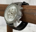 Akribos Xxiv Men s 10 5  Black Strap Ak532ss Quartz Chronograph Date Dial Silver