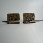 Metal Abstract Art Bookends Pair Bronze green 3d Effect Antique Finish