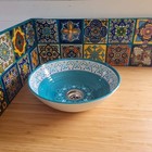 Moroccan Campervan Boat Sink Kit 31cm Melamine Teal Basin 12v Tap Pump