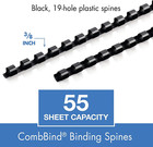 Combbind Binding Spines spirals coils combs  3 8   55 Sheet Capacity  Black  125