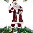 Merry Christmas Santa Claus Costume Suit 8pc Set Adult Cosplay Party Outfit Gift