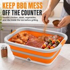 Bbq Prep Tub  16l Orange Collapsible Wash Basin With Drain X-large 