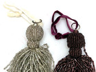 Set Of 8 Vintage Pottery Barn Beaded Ornaments 4 Long Tassels 4 Round Balls