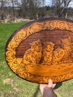 Antique Cats Kittens Flemish Art Pyrography Plaque Wall Hanging Sign