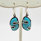 Vintage Mexico Ms-146 Sterling Silver Turquoise Drop Dangle Earrings   1 3 8 