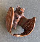 Gothic Flying Bat Hand Carved Wood   1  5 8 