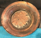 Antique 19th Cent  Middle Eastern Wall Plate serving Tray-hammered Copper-8 5 d