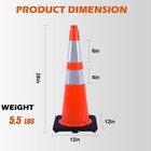 8pcs 28inch Orange Black Base Flexible Pvc Traffic Cones With Reflective Collar