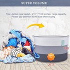 Large Cotton Rope Blanket Basket  87l Laundry Hamper  White   Gray