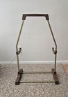 Vintage 1970s Mid Century Tv Trays Parquet Faux Wood With Stand Set Of 4