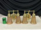 Pair Restored Antique Vtg Wall Sconces Arts Crafts Mission Deco Nuart Art Glass