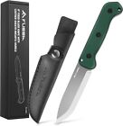 Flissa 9  Fixed Blade Knife Survival Knife D2 Steel Hunting Knife Leather Sheath