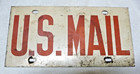 Vintage Obsolete Us Mail License Plate   Vehicle Tag Postal Carrier Red Letters