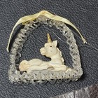 Vintage Unicorn Laying In Spiral Glass Archway Ornament 1980s Fantasy Mythical