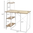 Computer Desk Study Table Workstation W 4 Tier Bookshelves Home Office Natural