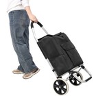 Trolley Dolly Foldable Shopping Grocery Cart With Wheels Removable Oxford Bag