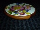 Mackenzie-childs White Flower Market Enamel And Wood Trivet  7   W