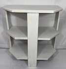 Antique Arts   Crafts Painted Wood 3 Tier Half Round Table Shelf Plant Stand