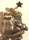 Sterling Silver   14k Gold Santa Claus Pin   Brooch Christmas