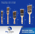 Pro Grade  Paint Brushes  5-piece  Paint Brush Set  Flat   Angle Brushes For    
