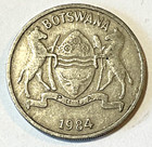 1984 Botswana Africa Coin 25 Thebe Zebu Bull Cow Animal Wildlife