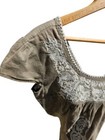 Mexican Peasant Top  embroidered Taupe Cotton Ethnic Oaxacan 70s Inspired Blouse