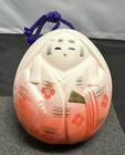Vintage Japanese Red white Geisha Clay Ceramic Pottery Bell W  Box