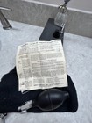 Antique Medical Black Snap Pouch With Medical Instruments Items
