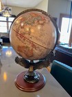 Vintage World  Globe  With Silver Metal Eagle Stand 21   