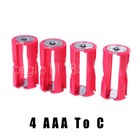 4 Aaa To C Size Battery Converter Adapto adapter Case Holder Storage Plastic Box