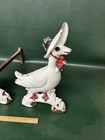 Rare Antique Pair  Howes Foudry Cast Fireplace Glass Eyes Mother Goose Andirons