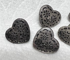 5 Vintage Silver Metal Buttons Hearts W Flowers Made In Austria 1 2 Inch