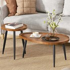Nested Wood Coffee Side Table Set Of 2 For Cafe Living Room Display End Desk
