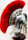 Medieval Roman Knight Helmet With Red Plume 18ga Steel Armor Larp Cosplay Wearab