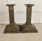 Beautiful Rare Pair Of Antique  victorian  Brass Pillar Candlesticks