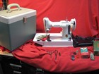 Singer 221k Featherweight Sewing Machine W case   Accessories White 1964