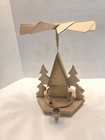 Vintage Erzgebirge 1 Tier Pyramid Wood Windmill Woodsman Lady Deer Natural Wood