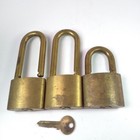 3 Vintage Wilson Bohannan Wb 4 5    3 25  Brass Padlocks Locks Keyed Alike 1 Key