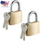 Solid Brass Padlock With 4 Key Pad Lock 1-1 2 In  Wide Lock Body locker 2 Pcs